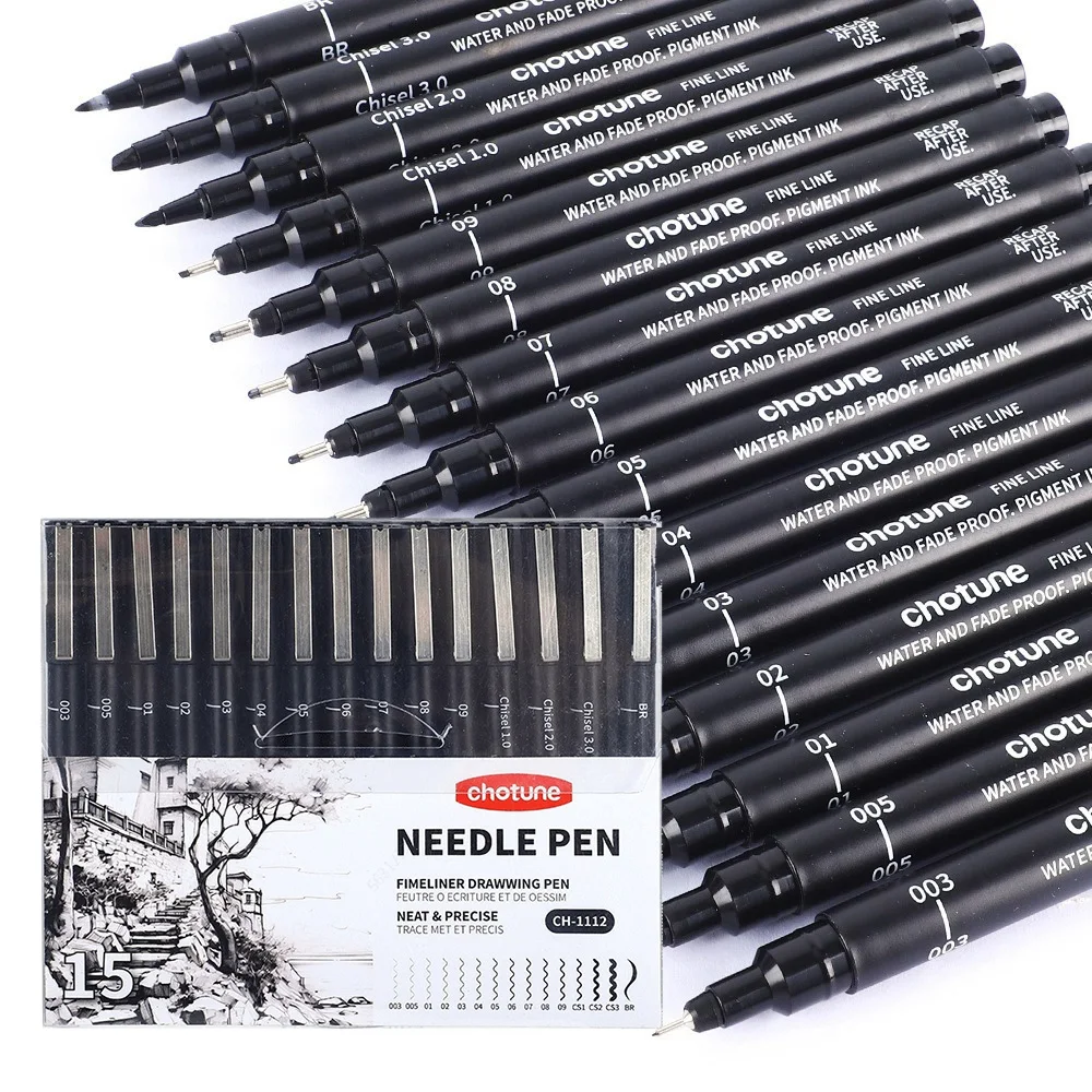 Micro stylos noirs, 15 tailles - Copic Marker Sketch avis et prix